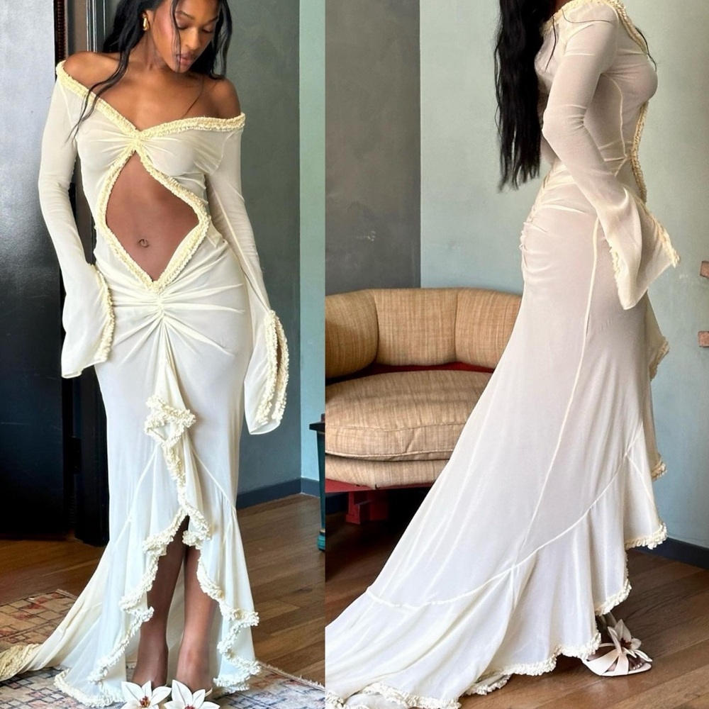 Helsa Hilma Gown Creme Beige NEW with tags Atelier Collection ASO Kendall Jenner - Picture 9 of 14